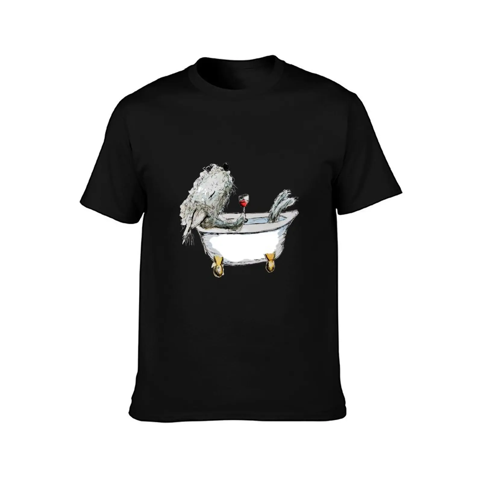Bedlington Terrier Dog in a Bathtub T-Shirt Casual Fashion Print Tee Top T-Shirt
