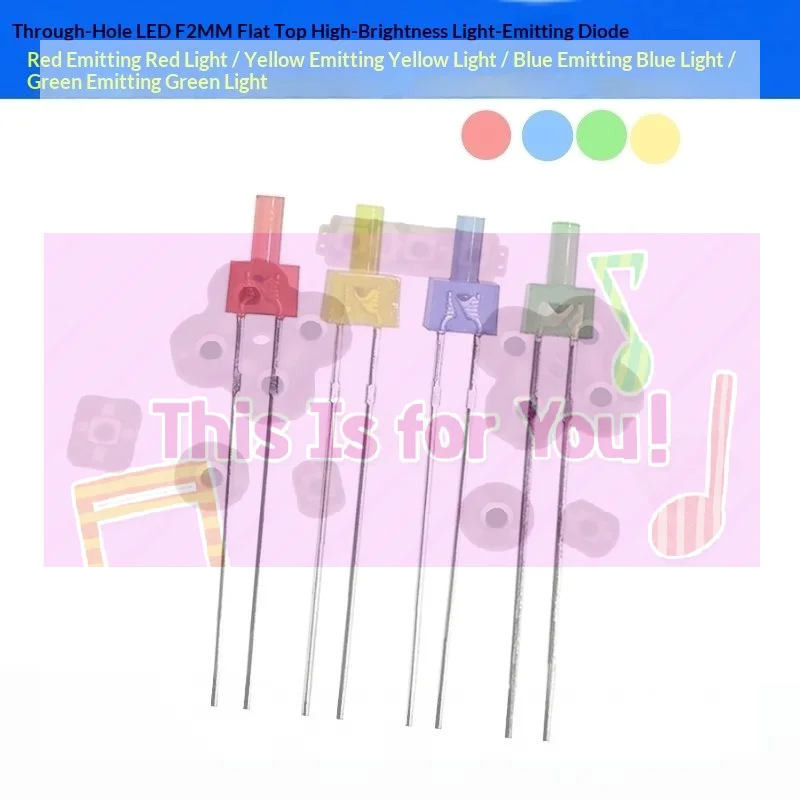 【MA】20pcs Multicolor 2mm Flat Top Led Diffused/Water Clear Red Yellow Blue Green White Orange LED Light Lamp