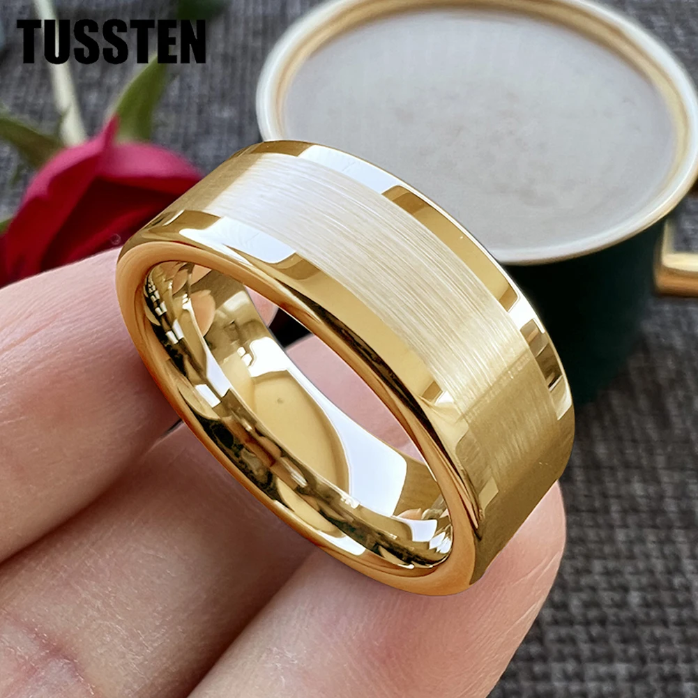 Dropshipping TUSSTEN 6MM/8MM Polished Brushed Flat Wedding Band Tungsten Men Women Ring  Comfort Fit