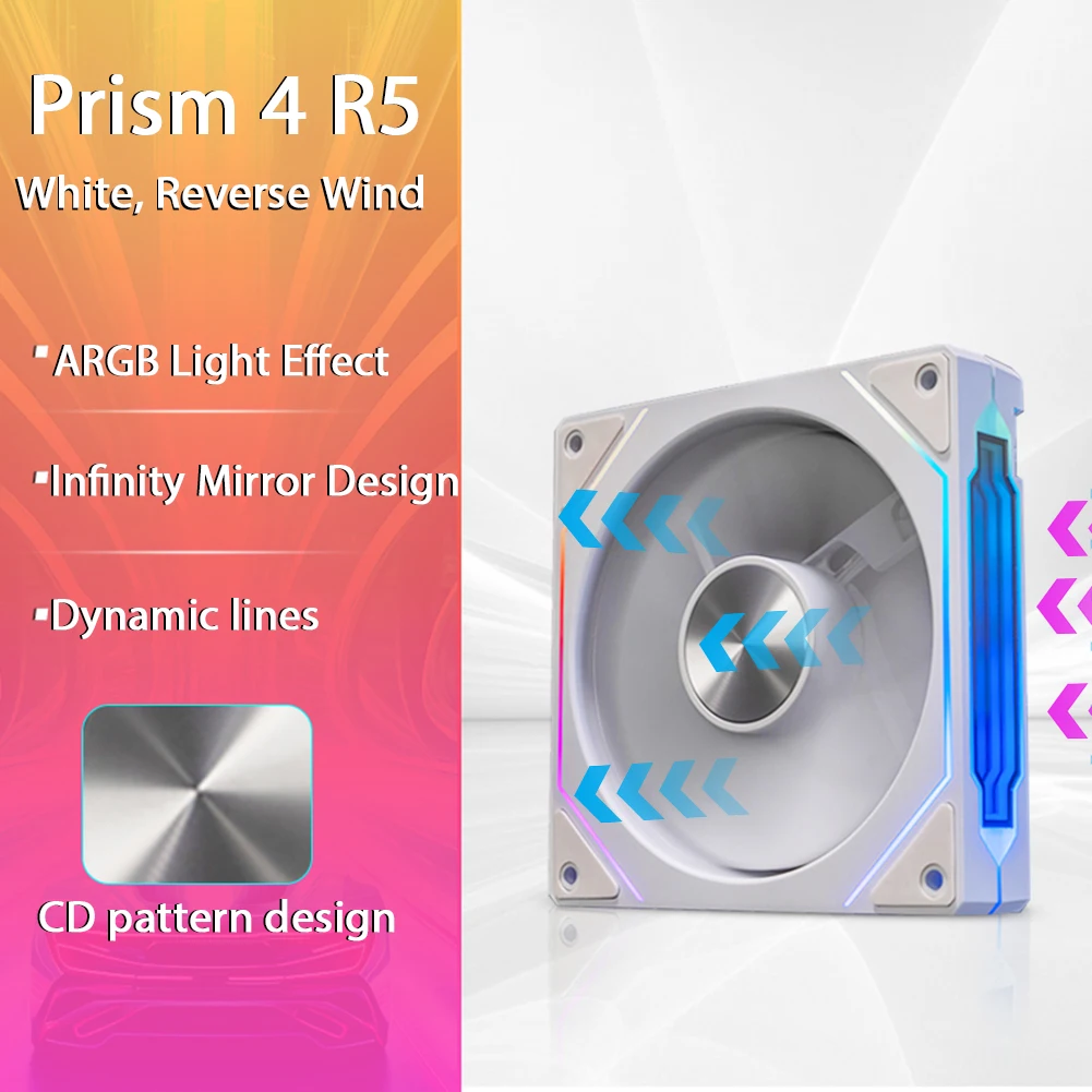 120mm Case Cooler Fan Infinite Mirror Effect 5V 3Pin ARGB Chassis Fan 800-1800RPM 4Pin PWM Quiet Case Fan for Computer Case