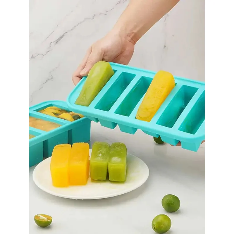 

Silicone Freezer Food Molds With Lid Large Ice Cube Tray Soup Broth Freezer Container Reusable Silicone Freeze & Store Storage