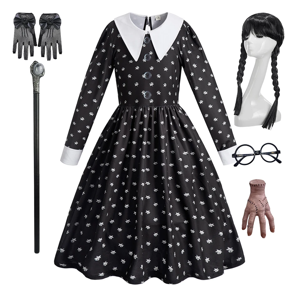 

Осенняя одежда для маленьких девочек на Хэллоуин, платья принцессы Аддамс для девочек, детский карнавальный костюм, детские рождественские карнавальные костюмы для вечеринок