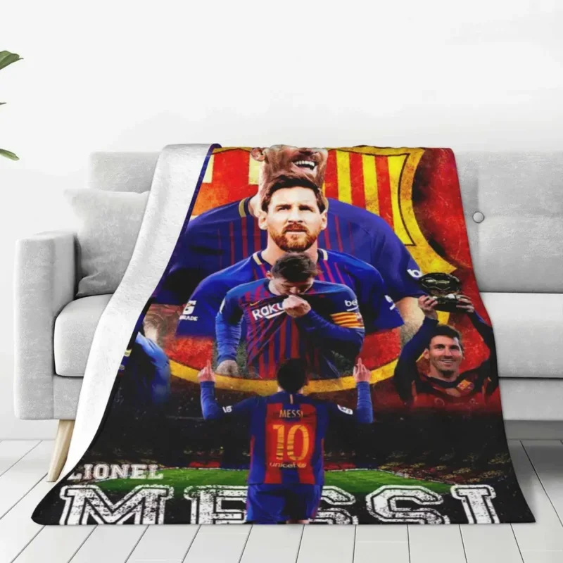 M-Messi Super Soccer Idol Warm Soft Blankets Win a Prize Travel Office Throw Blanket Winter  Flannel Bedspread Sofa Bed Cover