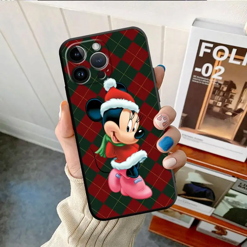 Disney Christmas Mickey Minnie Couple Phone Case for Apple iPhone 16 15 pro max XR 14 13 12 Mini 11 XS XR X 7 8 plus funda Cover