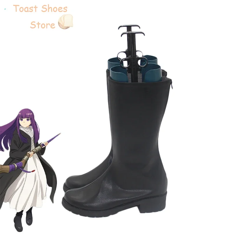 Anime frieren no funeral samambaia cosplay sapatos halloween carnaval botas cosplay prop sapatos de couro do plutônio traje prop