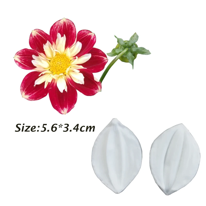Dahlia Petal Flower Silicone Mold Fondant Sugarart Cold porcelain Craft Candle Art Flowers Marshmallow Clay Cupcake MouldsC338