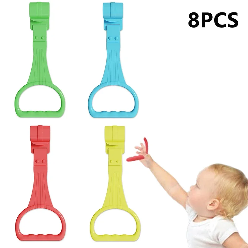 8個入り プレイペン ベビーベッド ベビーカー用プルリング 赤ちゃん立ち上がり練習用ハンドプルリング 吊り下げリング ベビーベッド 幼児用プルハンドル