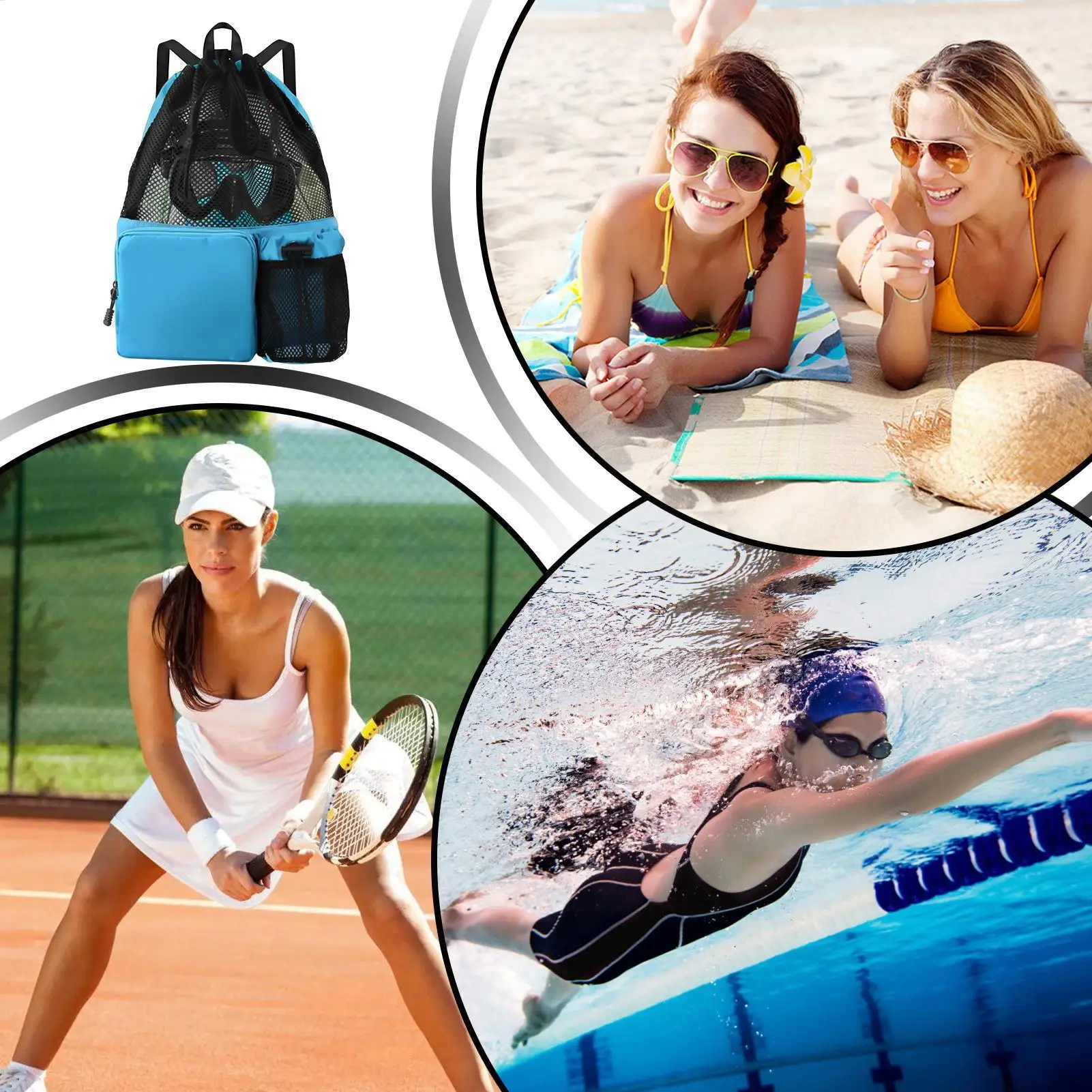 

Swim Bag Large Waterproof Portable Swimming Gear Mesh Swim Bag for Swimming Fitness Exercise Gym Playground Outdoor Outside