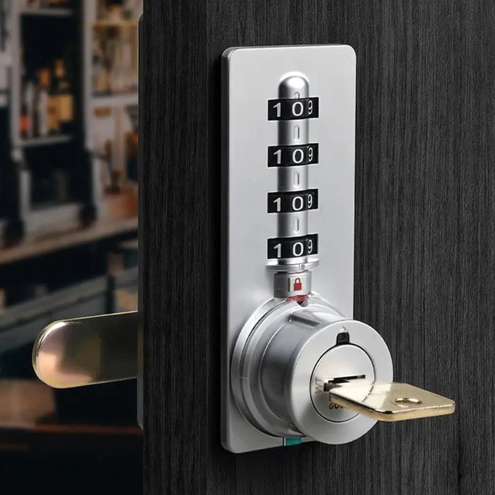 Zinc Alloy Combination Cabinet Lock Automatic Reset Red-Green Indicator Number Security Lockset Emergency Key 4-Digit