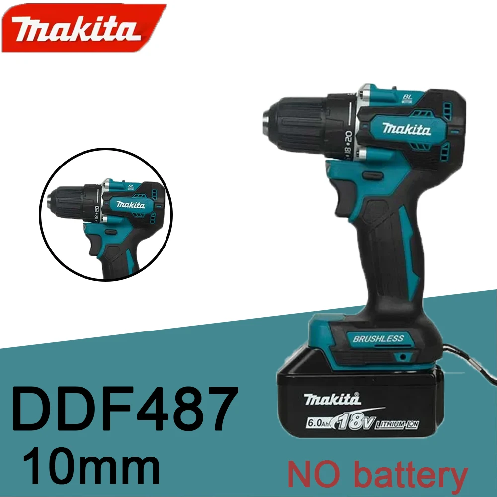 Makita DDF487 10mm brushless 18V lithium rechargeable impact drill, household hand drill, high torque electric screwdriver view 4