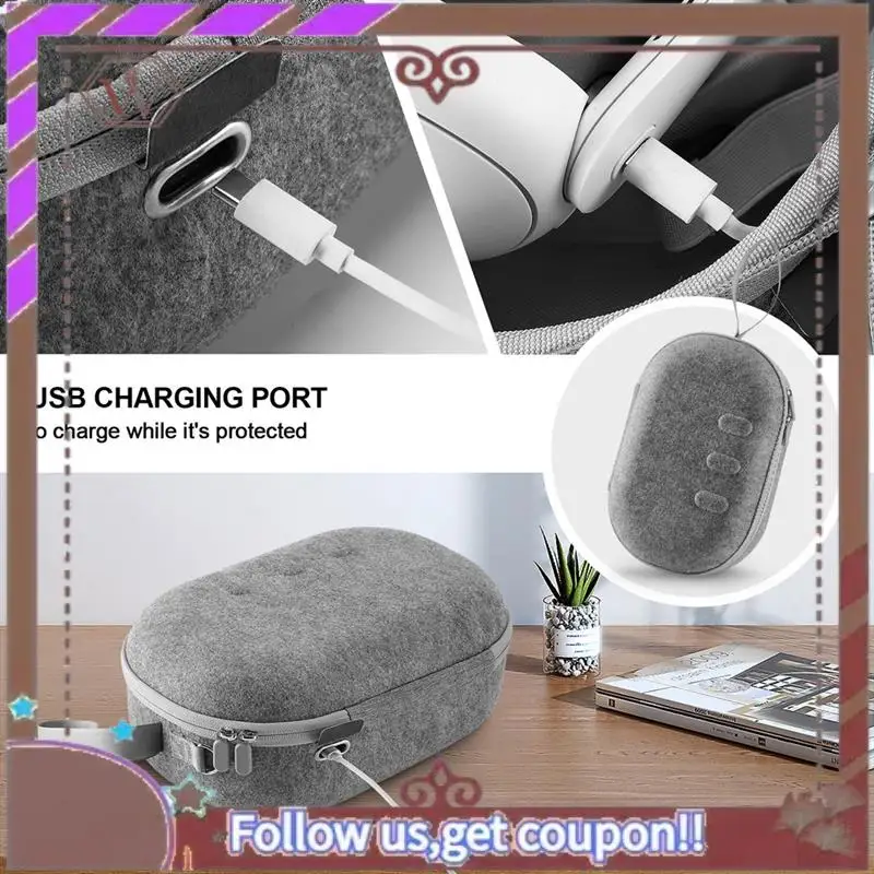 ABBG-EVA حقيبة حمل صلبة لـ Meta Quest 3 حقيبة مضادة للصدمات حافظة واقية مضادة للخدش مع حزام كتف