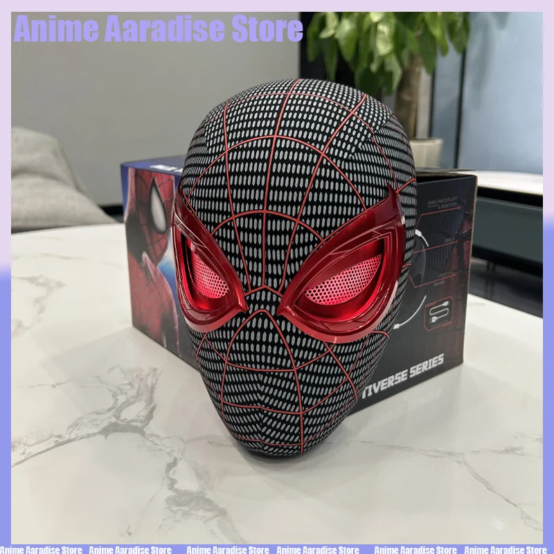 

New Anime Spiderman Headgear Mask Cosplay Mask Toy Miles Spider-man With Lights 1:1 Remote Control Mask Toys For Kids Xmas Gift