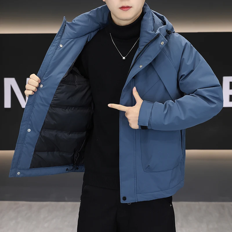 

Casual Warm Hooded 90% White Duck Down Jackets Winter Solid Color Windproof Wear Top Puffer Coat Outdoor Thicken Parkas Clothing