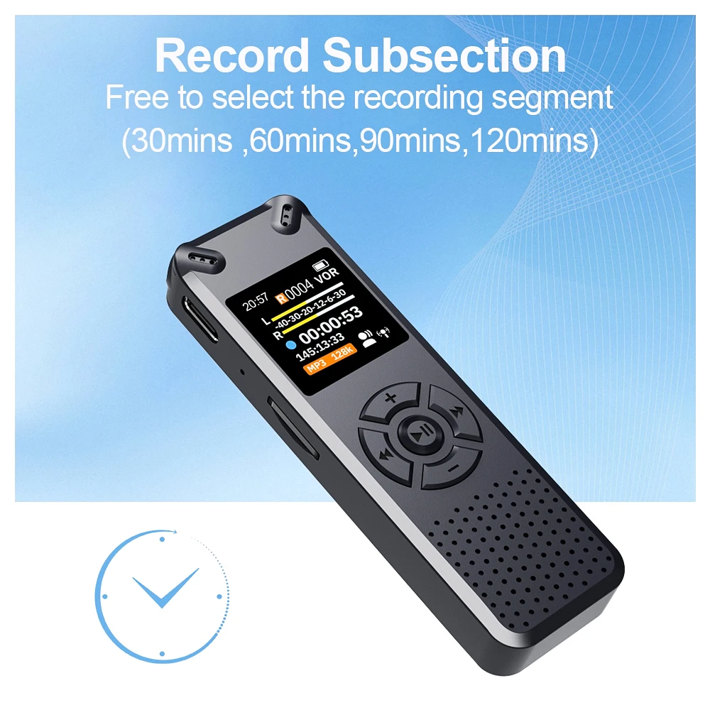 Vandlion V91 Digital Voice Activated Recorder Bunter Bildschirm Tragbarer HiFi-Sound Audioaufnahme Diktiergerät MP3-Player Recorder