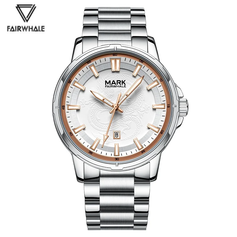

Mark Fairwhale 5038 повседневные кварцевые часы для мужчин с календарем, простые модные часы, роскошные водонепроницаемые мужские наручные часы со стальным ремешком