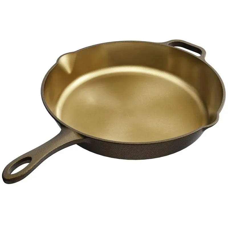 25cm Cast Iron Skillet Mirror Polished Pre-seasoned Frying Pan for Grilling Searing Baking For Gas stove And Induction Cooker