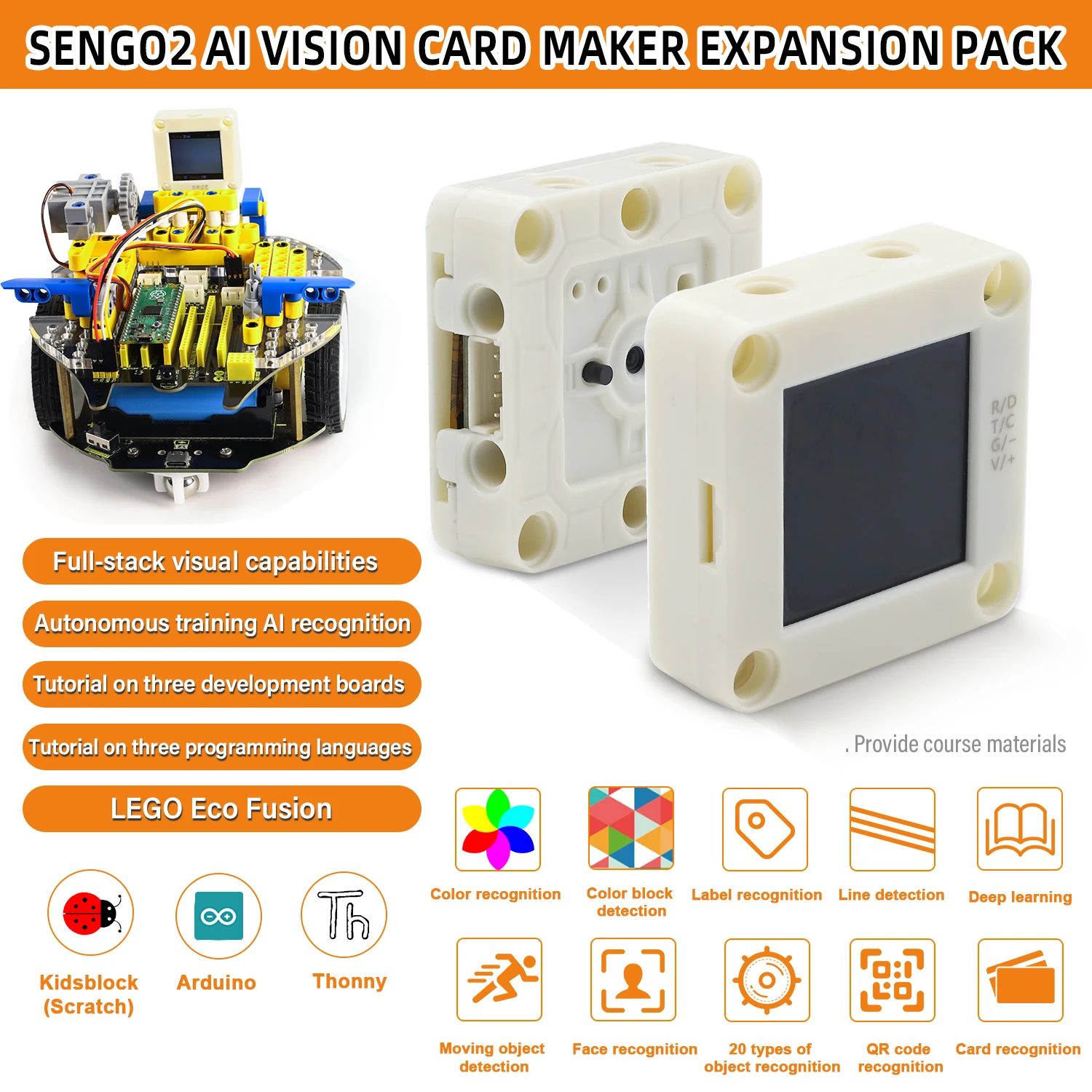 Sengo2 AI Smart Vision Module Card Maker Extension Kit for Arduino IDE&Micropython&KidsBlock Programming Compatible with LEGO