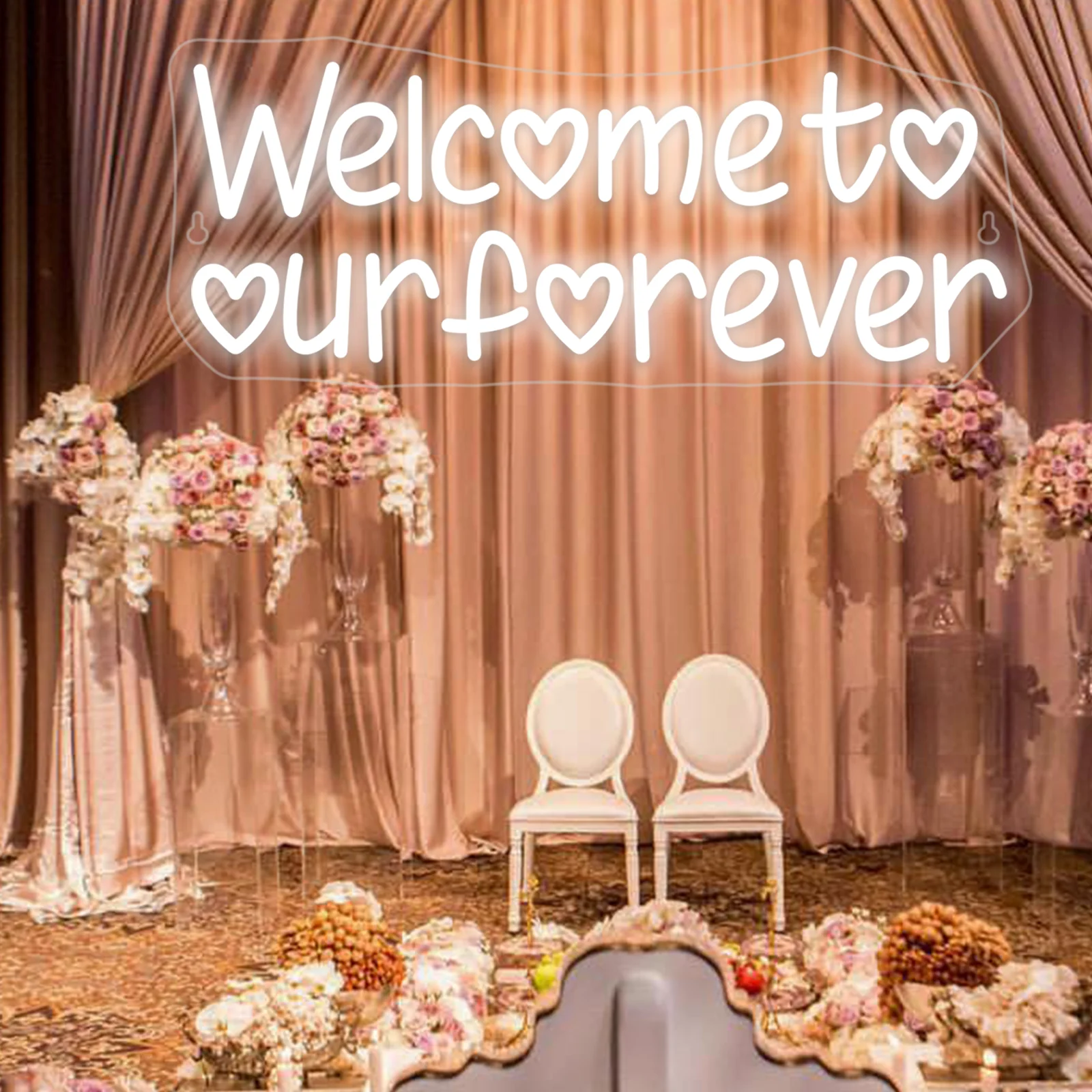 Welcome To Our Forever Neon Sign Romantic Letter Lights Room Decor For Wedding Engagement Proposal Ceremony Home Party