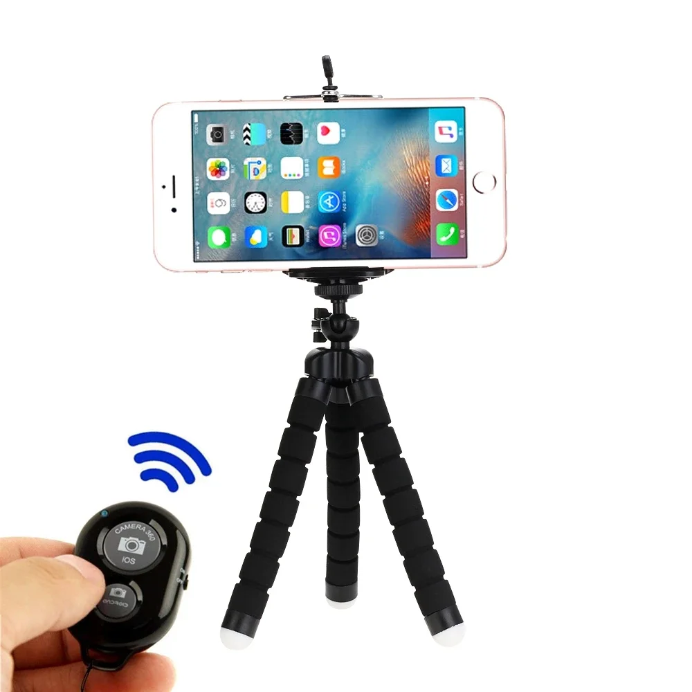 Phone Tripod Flexible Adjustable Mini Smartphone Stand Tripod with Wireless Remote and Clip for Video Recording/Vlogging/Selfie