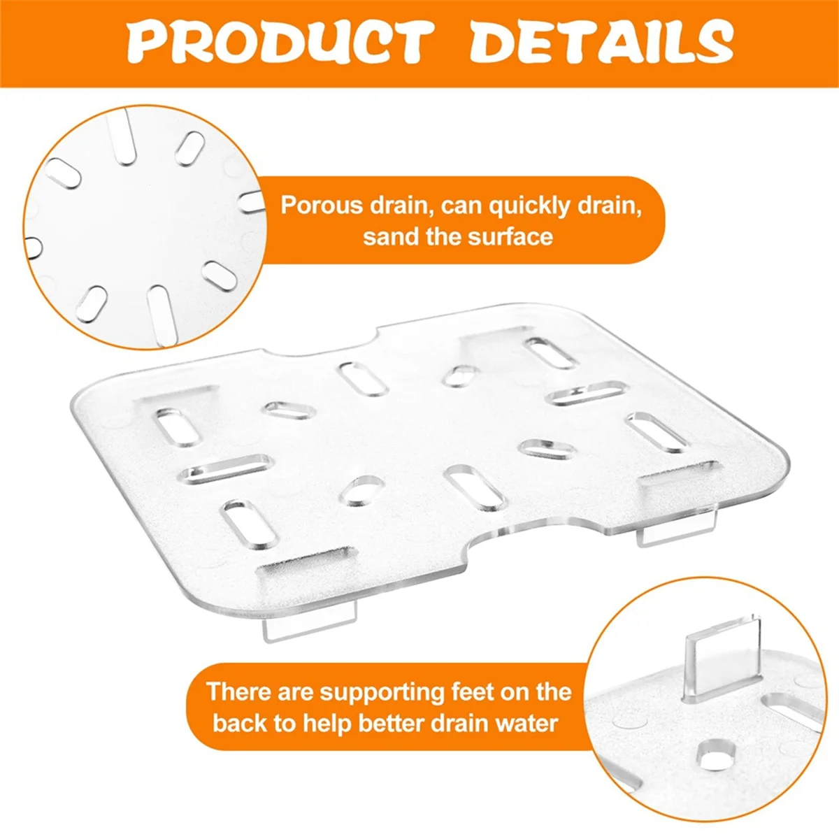 12 PCS Plastic Drain Shelf for 1/6 Size Food Pan Clear Plastic Grate Acrylic Food Drain Trays Plastic Drain Pan