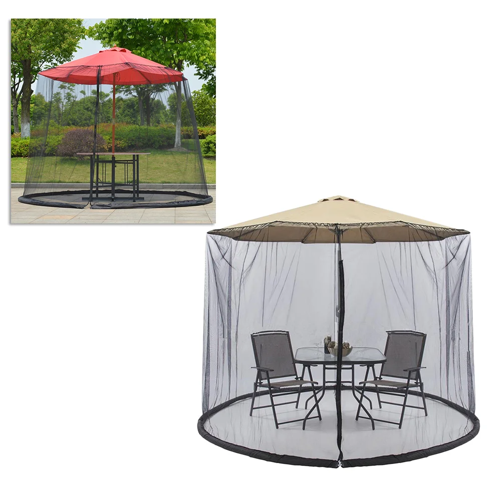 

300 X230CM Umbrella with Mesh Cover Patio Netting Canopy Garden Free Installation