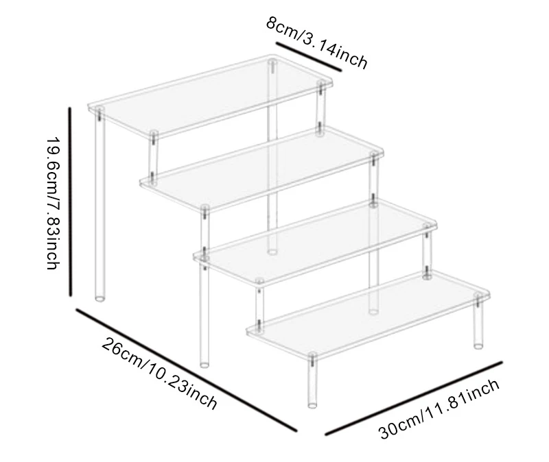 1-4 Tier Acrylic Display Stand Durable Display Rack For Cupcake Perfume Doll Transparent Trapezoidal Blind Box Storage Shelf image 3