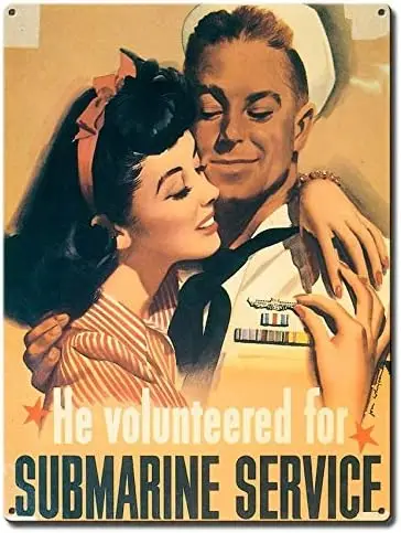 Submarine Service Volunteer Metal Signs Military   Tin Sign Plaques Poster for Pub Man Cave Bar Home Garage Wall Decor