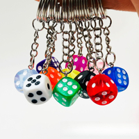 Creative Small Accessory for Car Keychain Mini Pendant Backpack Hangings Keyring Originality Acrylic Dice Key Chain Ring Gift
