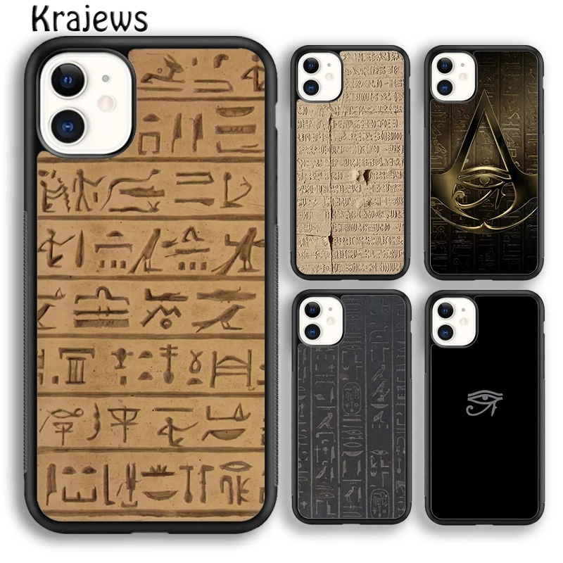 Egyptian Hieroglyphics Symbols Phone Case Cover For iPhone 16 15 14 plus XS XR 11 12 mini 13 pro max coque Fundas