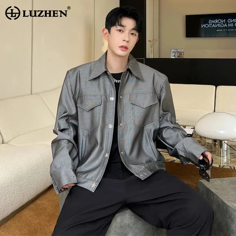 

LUZHEN Stylish Hollow Sleeve Design Casual Jacket Trendy Men's High Quality Lapel Shirt Outerwear Loose Autumn Youth New LZ6753