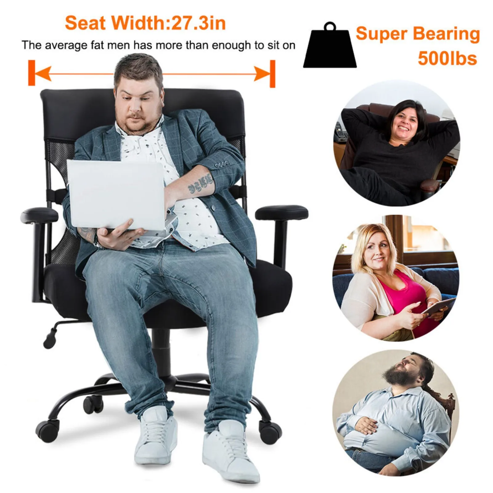 Big and Tall Office Chair 500lbs Wide Seat Desk Chair Ergonomic Computer Chair United States