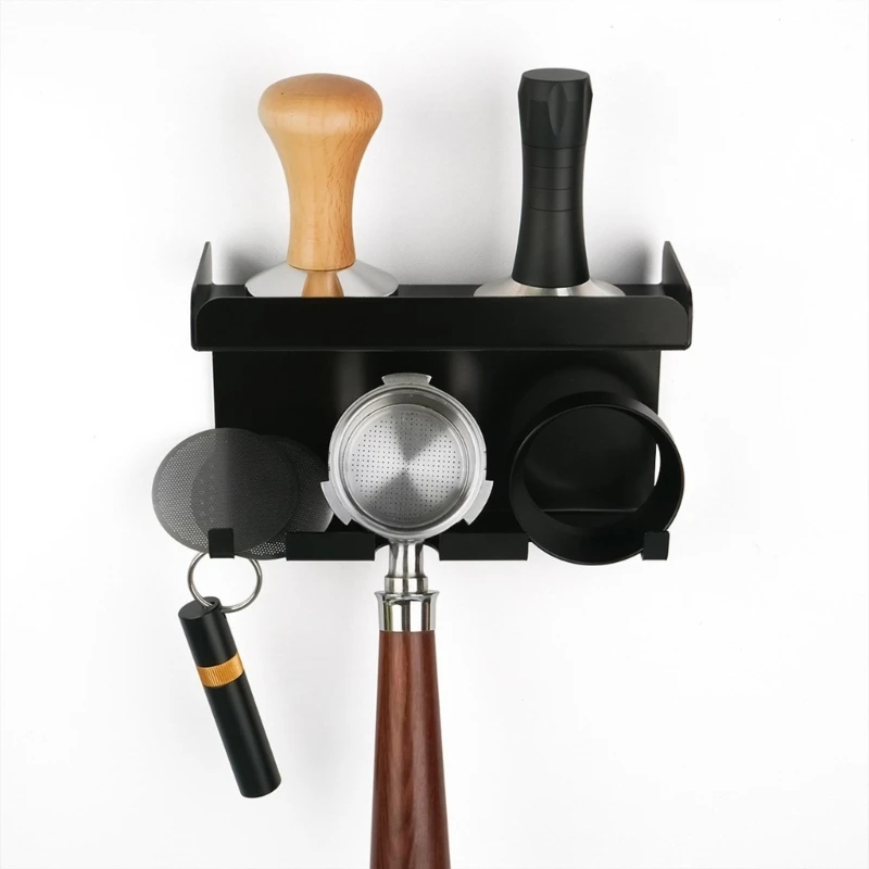 رف أدوات محطة القهوة متعدد الوظائف، حامل أدوات الإسبريسو، منظمات أدوات القهوة، رف معلق لأدوات القهوة الحديدية