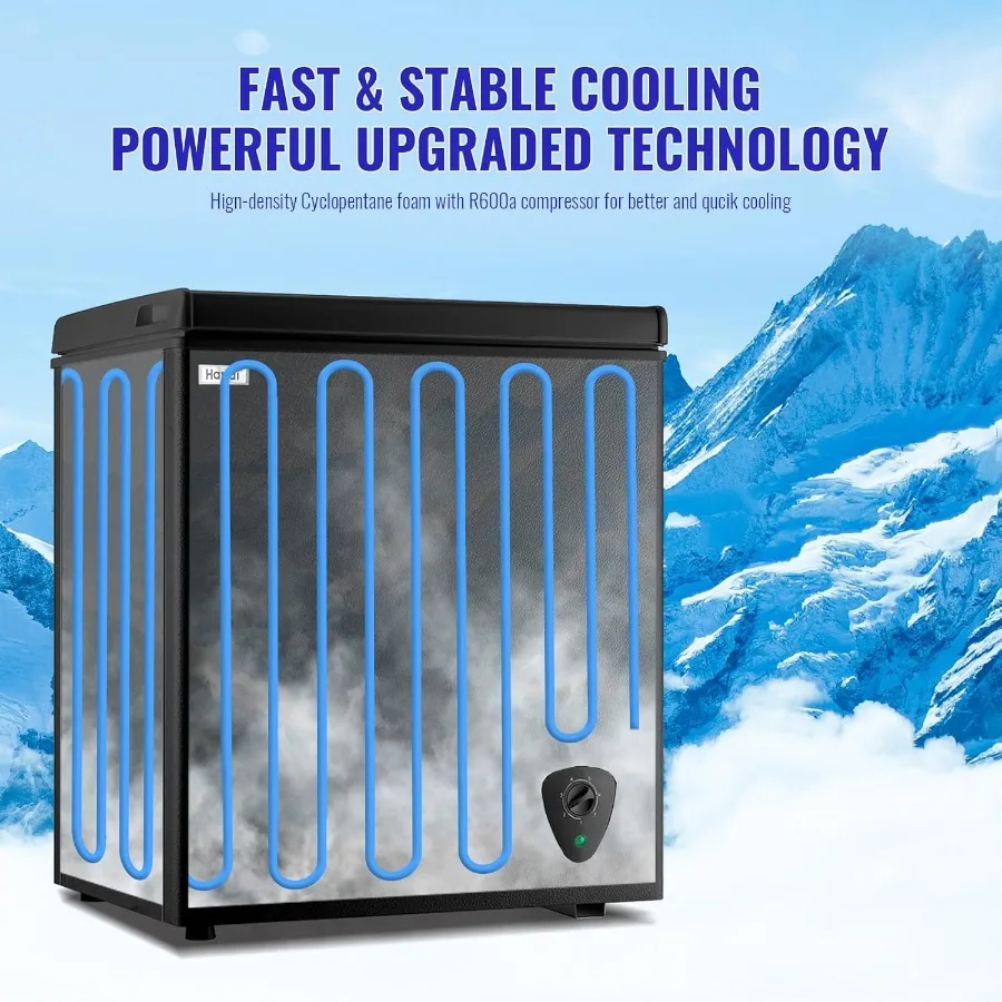 WANAI Chest Freezer Small Deep Freezer with Large Capacity Fast Freezing Freezers for Home Office Dorm with One Removable Baske