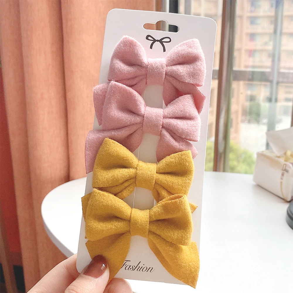 4 قطعة/المجموعة بلون القطن Bowknot مقاطع الشعر للفتيات لطيف بوتيك BB دبابيس الشعر الحلو باريت أغطية الرأس إكسسورات شعر الأطفال