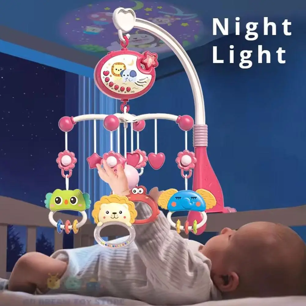 리모컨 뮤지컬 딸랑이 장난감 휴대용 아기 모빌 걸이형 진정 뮤지컬 회전목마 딸랑이 요람 아기 장난감