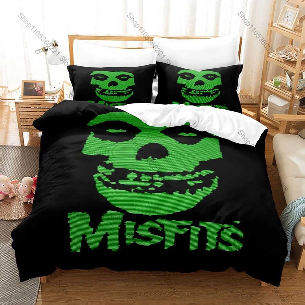 Retro Misfits Album Skull Poster Duvet Cover Set 1 Quilt Cover 2 Pillowcases For Punk Rock Fans All Season