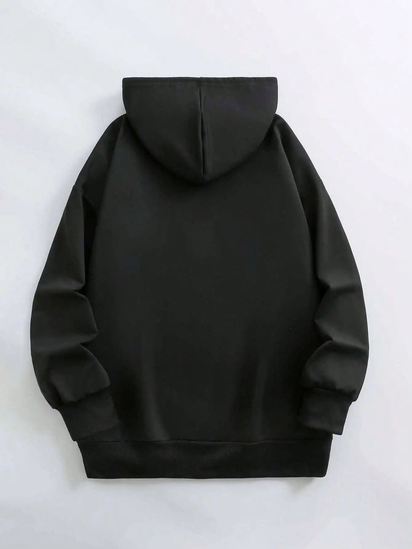 

Plus Size Women Hoodie With Slogan Print Long Sleeve Pocket Casual Black