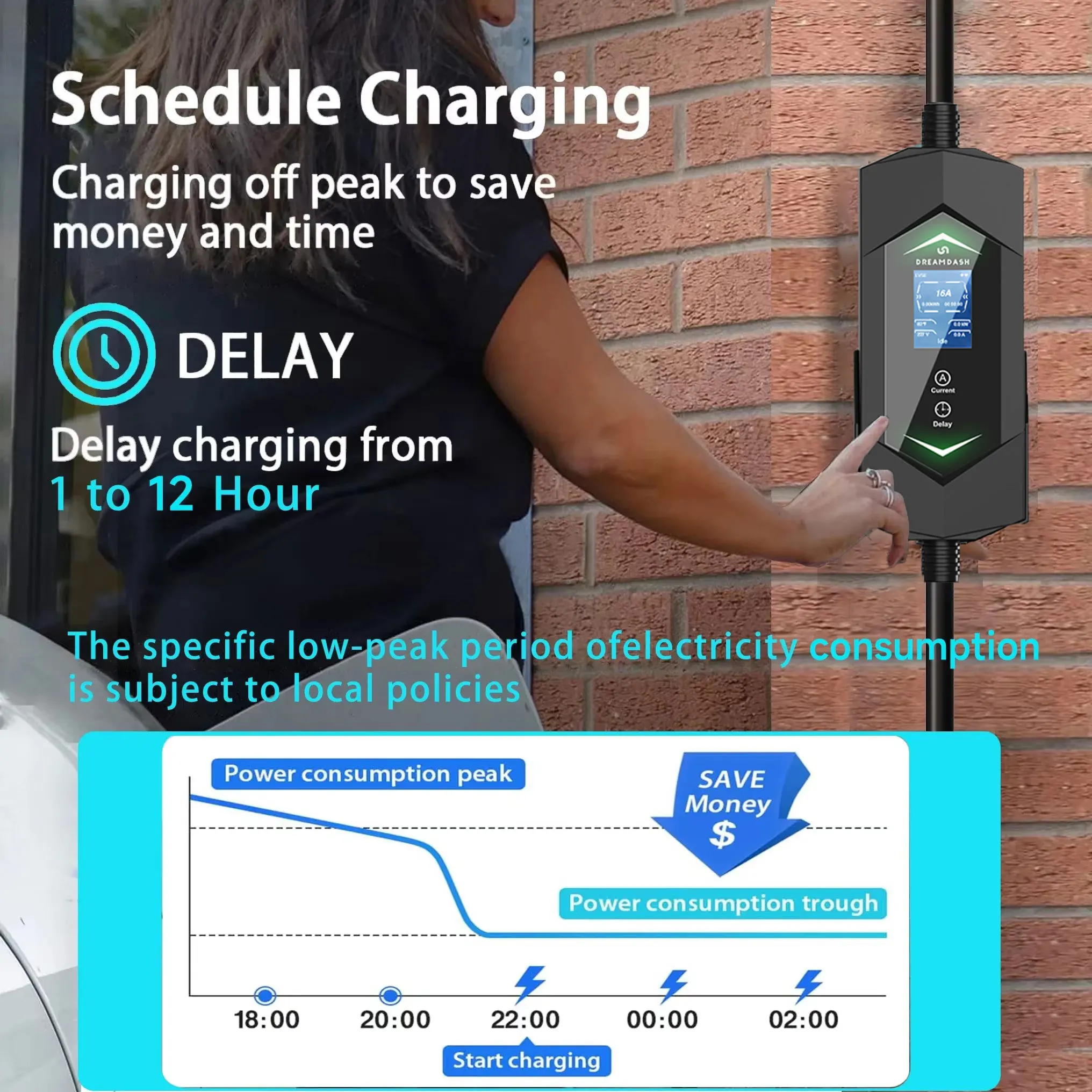 Dreamdash شاحن EV 3.5KW Type1 المحمولة SAE J1772 EVSE شحن 16A 1 المرحلة للسيارات الكهربائية 7 متر كابل الحالي قابل للتعديل