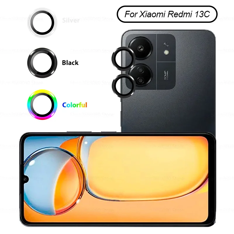 For Xiaomi Redmi 13C Aluminium Alloy Camera Protector Case Ring Redmy 13 C C13 Redmi13C 4G Back Cover Lens Tempered Glass Film