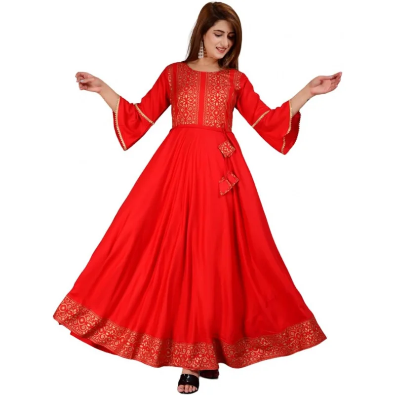 Rayon Floral Print Only Kurti Dress for Women and Girls Elegant Indian Ethnic Wear Traditional Weeding outfits