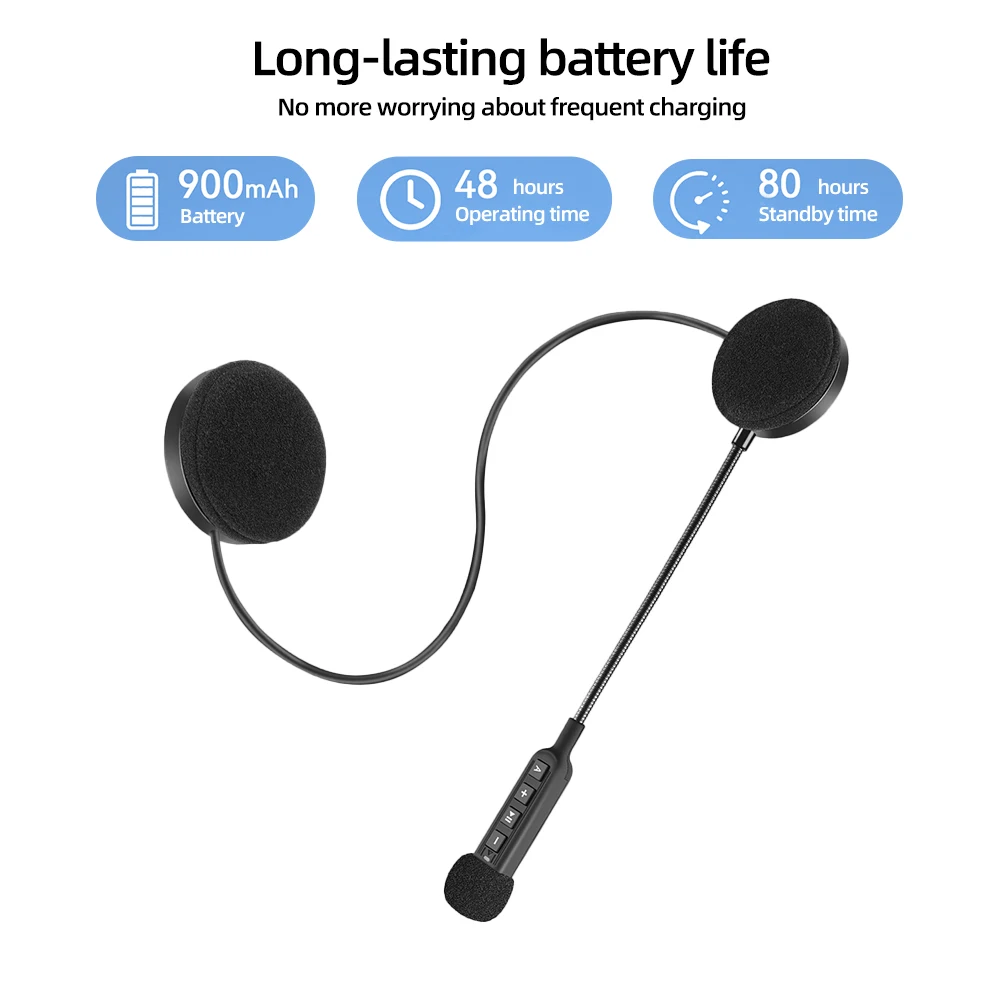 BT30S Motorcycle Helmet Headset Bluetooth 5.3 Wireless Earphone Handsfree Call Kit Stereo for Rider MP3 Music Player