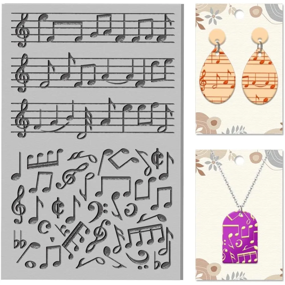 Music Note Clay Texture Mat Clay Modeling Pattern Pad Symphony Texture Sheets for Polymer Clay Making Earrings Jewerly Tools