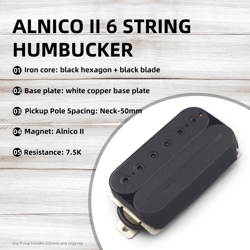 Alnico 2-Electric Guitar Humbucker Blade, Hex Screw Adjusting, Dual Coil, Neck Pickup, 4-Patterned Cable Splitting ,Black