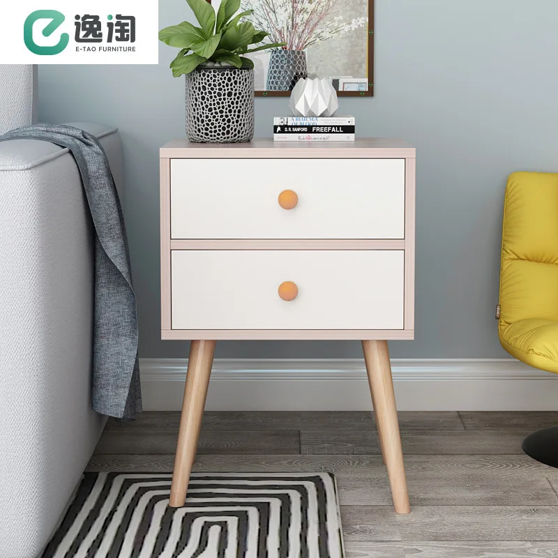 Simple Bedside Cabinet Modern Bedside Storage Cabinet Solid Wood Leg Mini Small Family Economical Nordic Bedside Cabinet