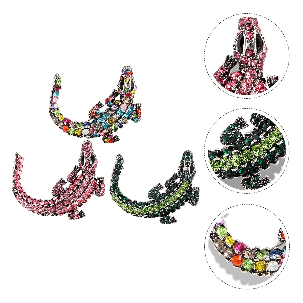 

3pcs Shape Alloy Brooch Creative Rhinestone Breast Pin Durable Elegant Collar Pin For Men Jewelry Gift