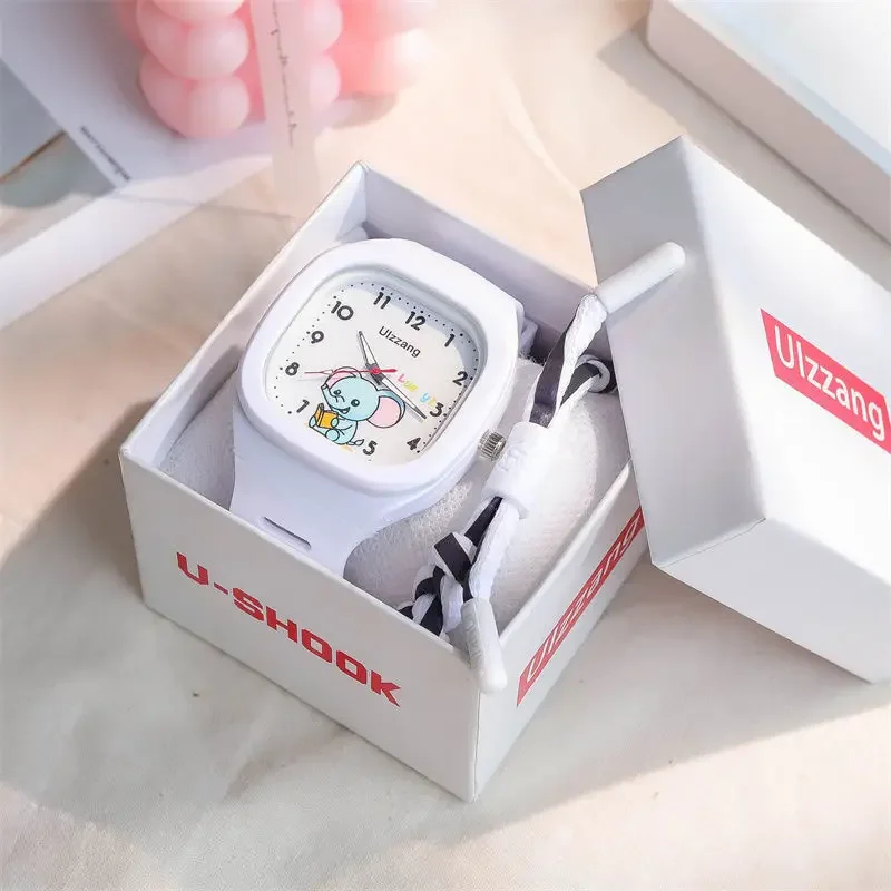 2024 Without box Cute Silicone Popular Watch Trend Style Luminous Sports Student Square Strap High Aesthetic Watch