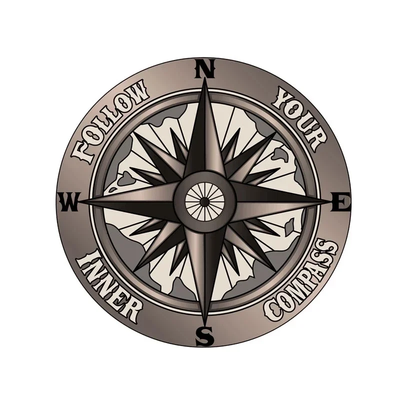 HungMieh Car Sticker Follow Your Inner Compass Printing Motorcycle Waterproof and Sunscreen Car Styling,13cm*13cm