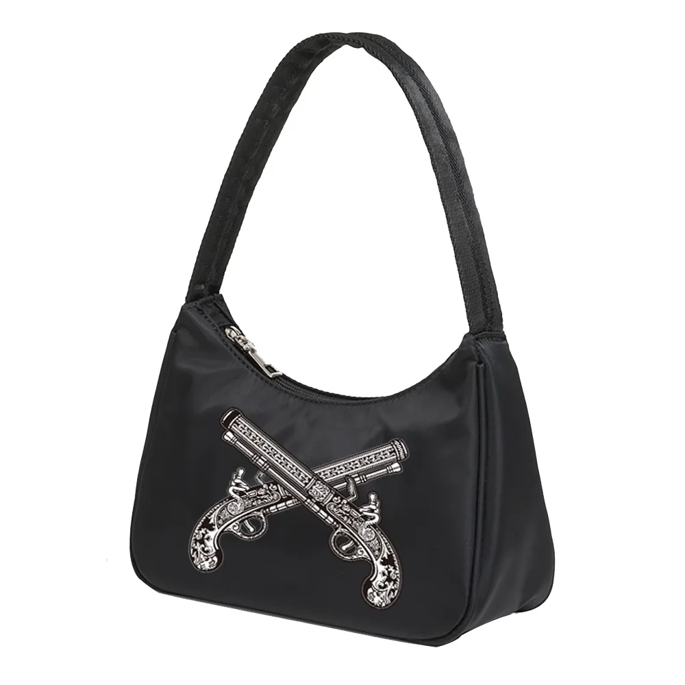 Unterarmtaschen Damen Schultertasche Tägliche Hobos Handtaschen Achselhöhle Einkaufstaschen Lässige Reißverschluss Tote Organizer Clutch Skull Series