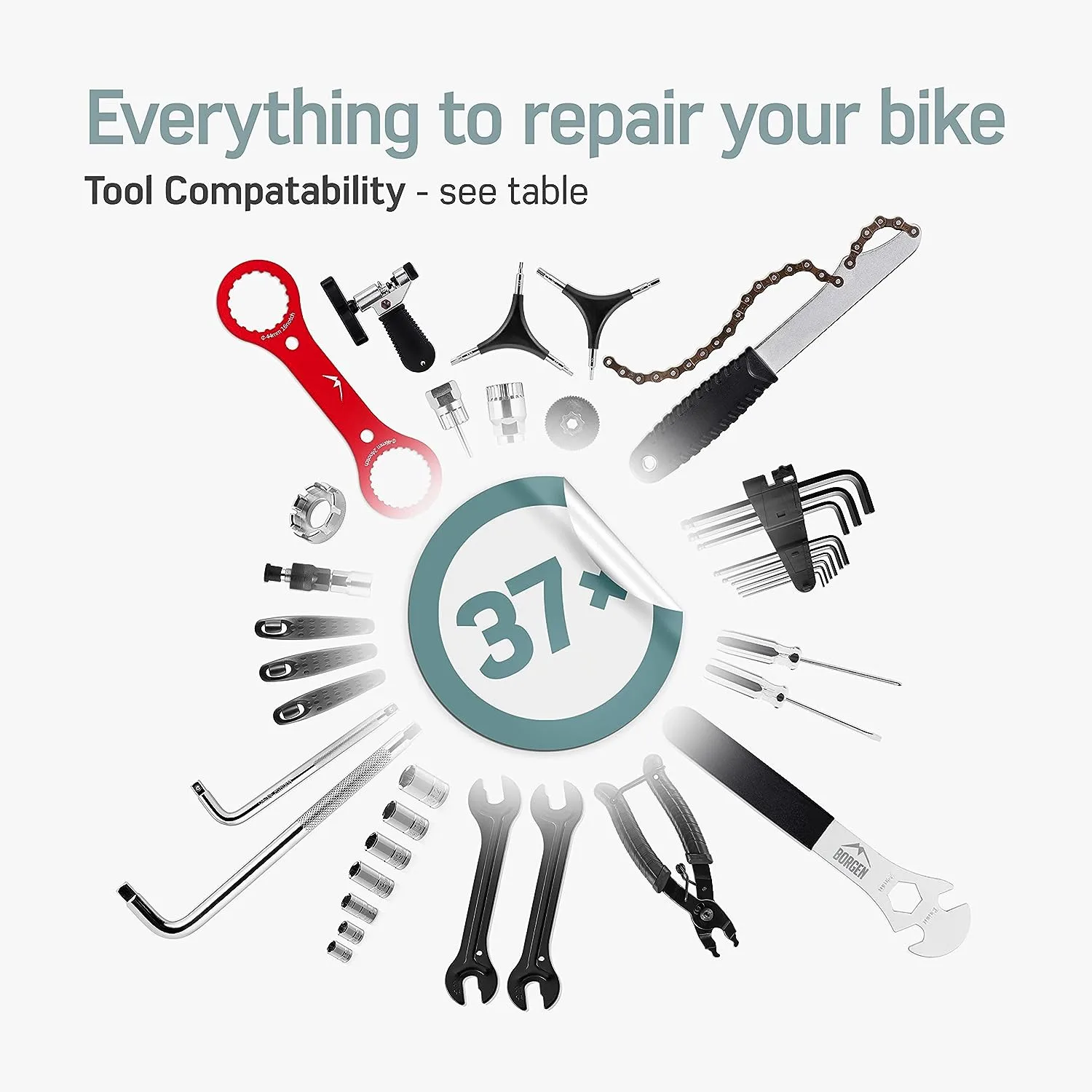 Kit d'outils de réparation de vélo pour la route, VTT, vélo de route, vélo de ville, outils de vélo de voiture, kits d'outils d'entretien, 37 pièces