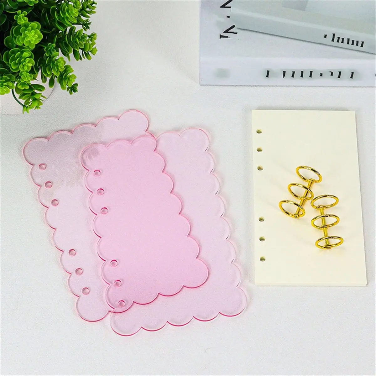 

Обложка для блокнота/планировщика A6 из акрила с розовыми и черными лепестками для DIY-проектов и офисных принадлежностей C